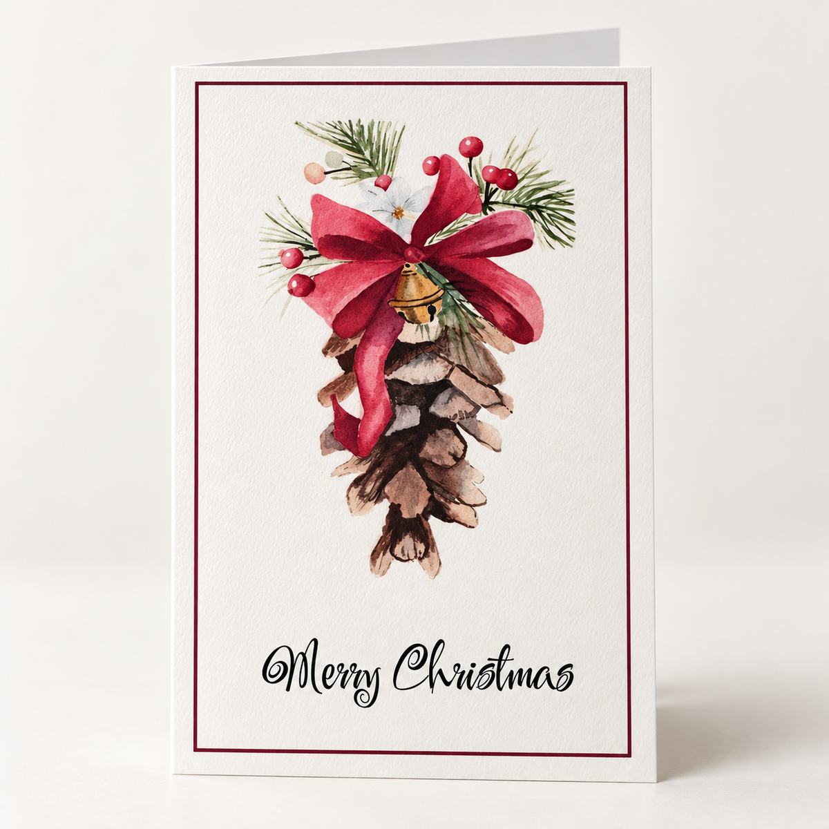Winter's Ribbon Christmas card set of 4